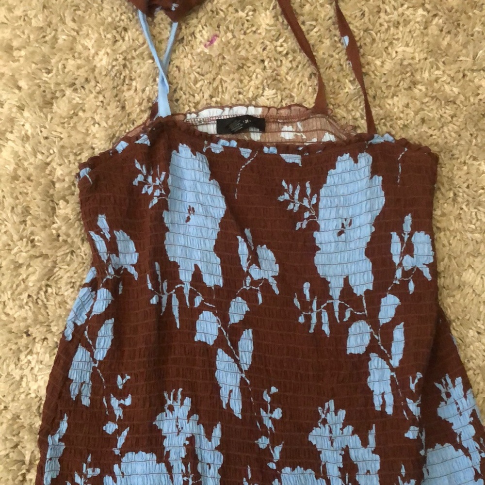 forever 21 brown and blue dress